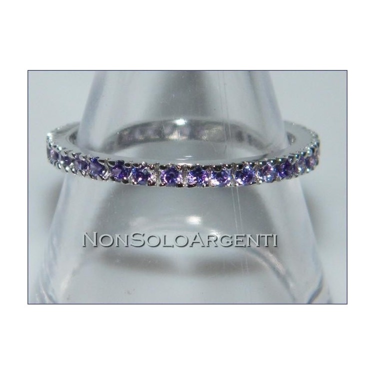 NSA|Argento 925 Rodiato : Anello Eternity con Zirconia lavanda viola misura 15