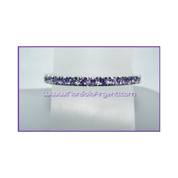NSA|Argento 925 Rodiato : Anello Eternity con Zirconia lavanda viola
