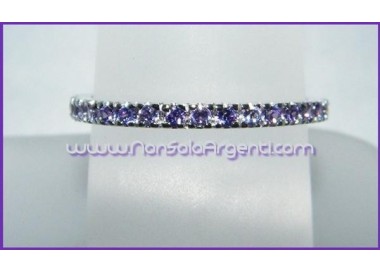 NSA|Argento 925 Rodiato : Anello Eternity con Zirconia lavanda viola