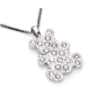 NSA|Argento 925 : Collana girocollo veneziana ciondolo orso orsetto 19x10 pavè di zirconi