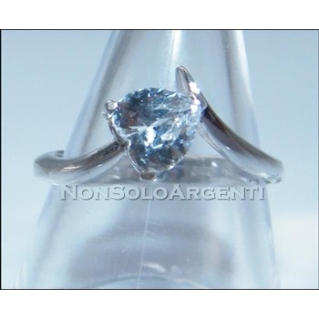 NSA|Argento 925 Italiano Rodiato : Anello Solitario con Zircone a Cuore