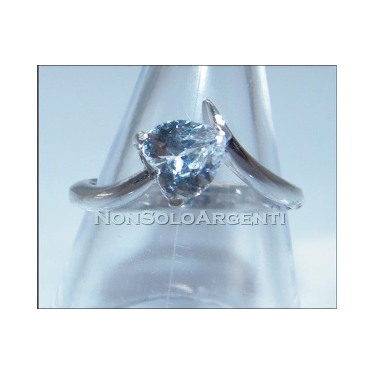 NSA|Argento 925 Italiano Rodiato : Anello Solitario con Zircone a Cuore