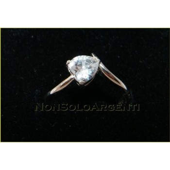 NSA|Argento 925 Italiano Rodiato : Anello Solitario con Zircone a Cuore