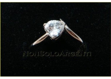 NSA|Argento 925 Italiano Rodiato : Anello Solitario con Zircone a Cuore