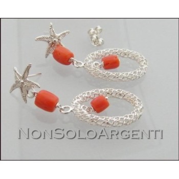 NSA|Orecchini in Argento 925 e Corallo naturale : Stelle Marine