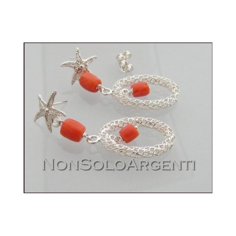 NSA|Orecchini in Argento 925 e Corallo naturale : Stelle Marine