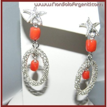 NSA|Orecchini in Argento 925 e Corallo naturale : Stelle Marine