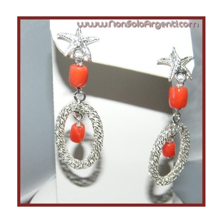 NSA|Orecchini in Argento 925 e Corallo naturale : Stelle Marine