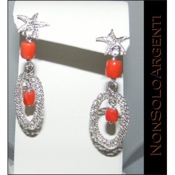 NSA|Orecchini in Argento 925 e Corallo naturale : Stelle Marine