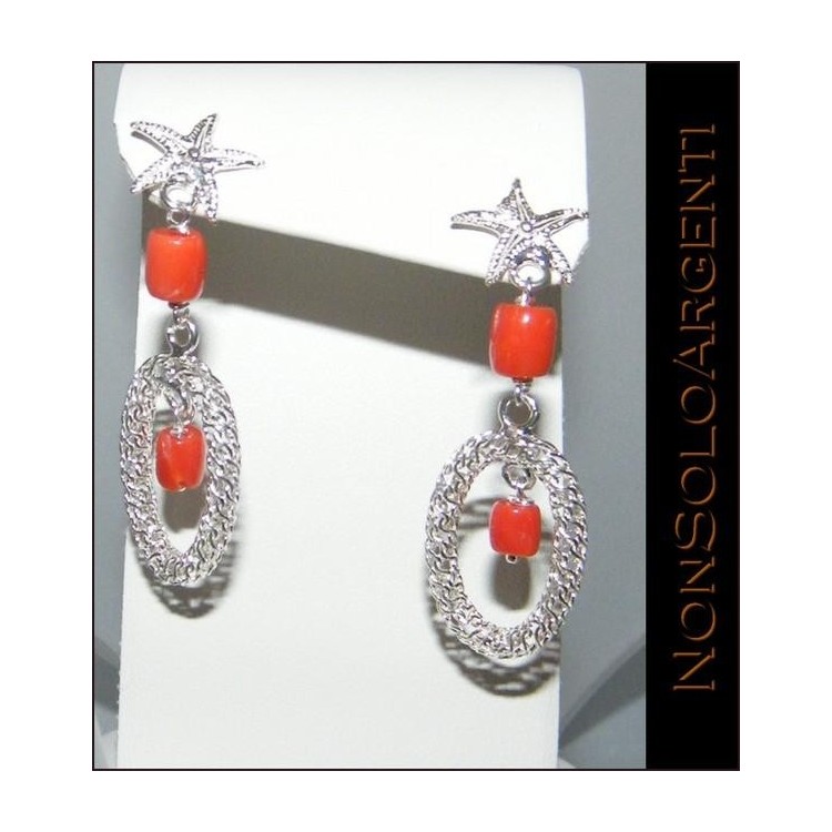 NSA|Orecchini in Argento 925 e Corallo naturale : Stelle Marine