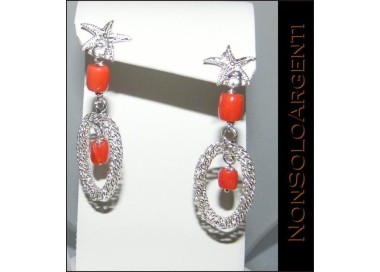 NSA|Orecchini in Argento 925 e Corallo naturale : Stelle Marine