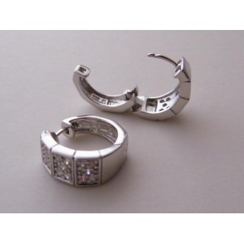 NSA|925 silver hoop earrings shaped pink white zircons chete laroche