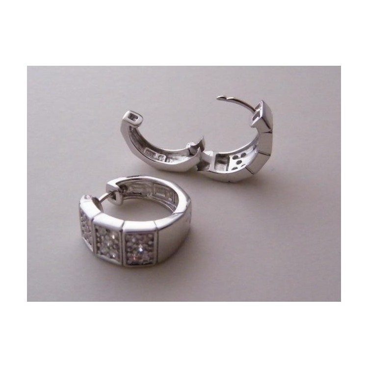 NSA|925 silver hoop earrings shaped pink white zircons chete laroche