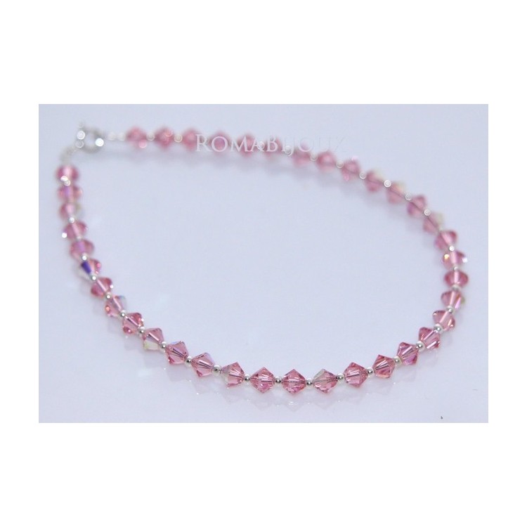 NonSoloArgenti|Bracciale Argento 925 Con Swarovski Bicono ROSE AB varie misure