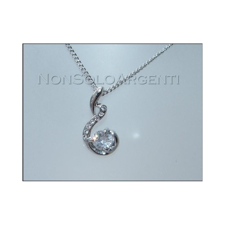 NSA|Bigiotteria : Collana argentata con ciondolo grande punto luce in cofanetto