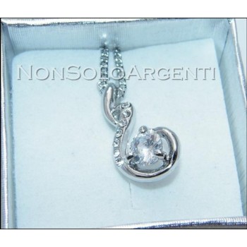NSA|Bigiotteria : Collana argentata con ciondolo grande punto luce in cofanetto