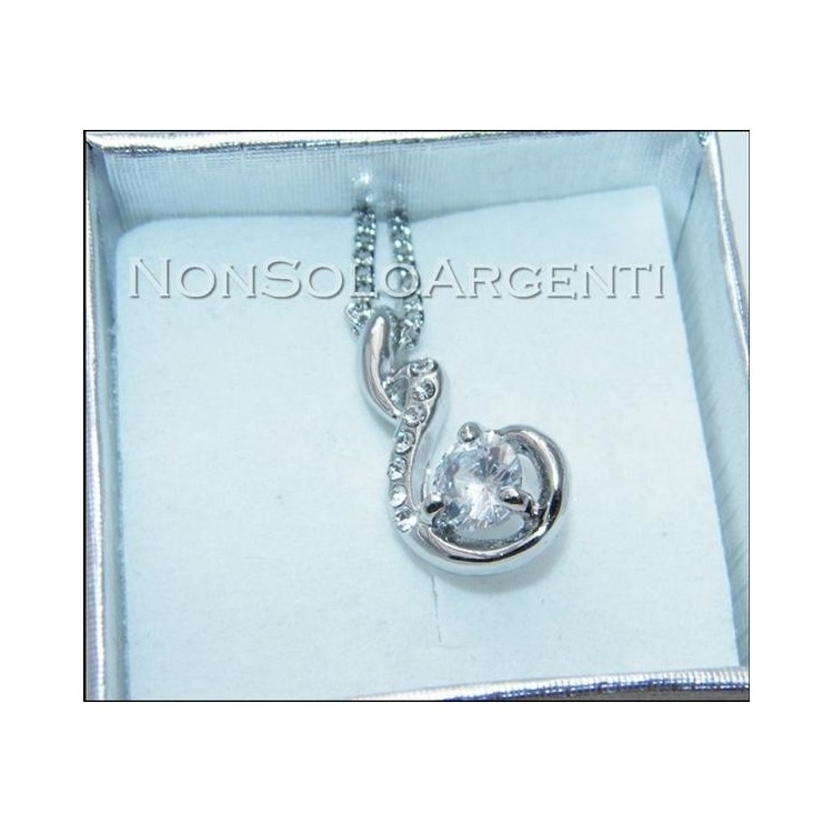 NSA|Bigiotteria : Collana argentata con ciondolo grande punto luce in cofanetto