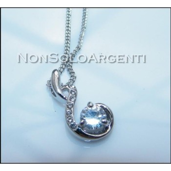 NSA|Bigiotteria : Collana argentata con ciondolo grande punto luce in cofanetto