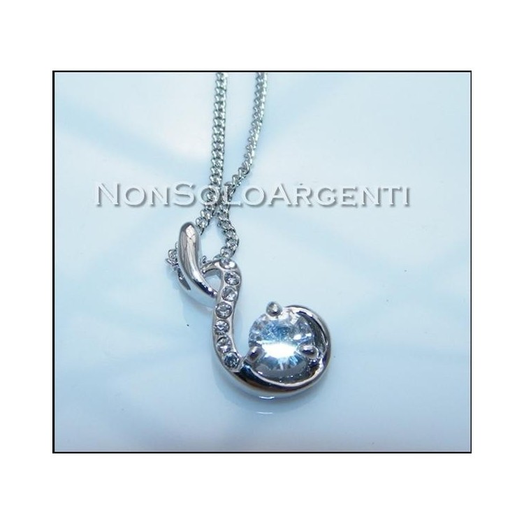 NSA|Bigiotteria : Collana argentata con ciondolo grande punto luce in cofanetto