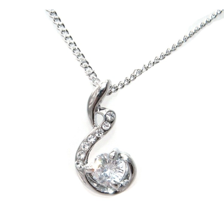 NSA|Silver necklace with large light point pendant for women