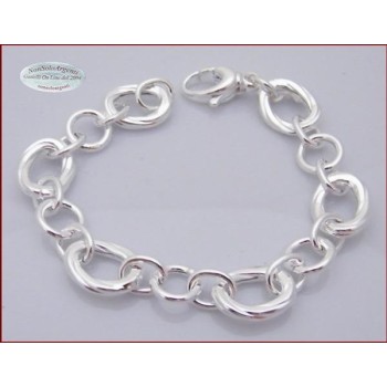 NSA|Argento 925 : Bracciale maglia tonda e grandi ovali diamatati 17