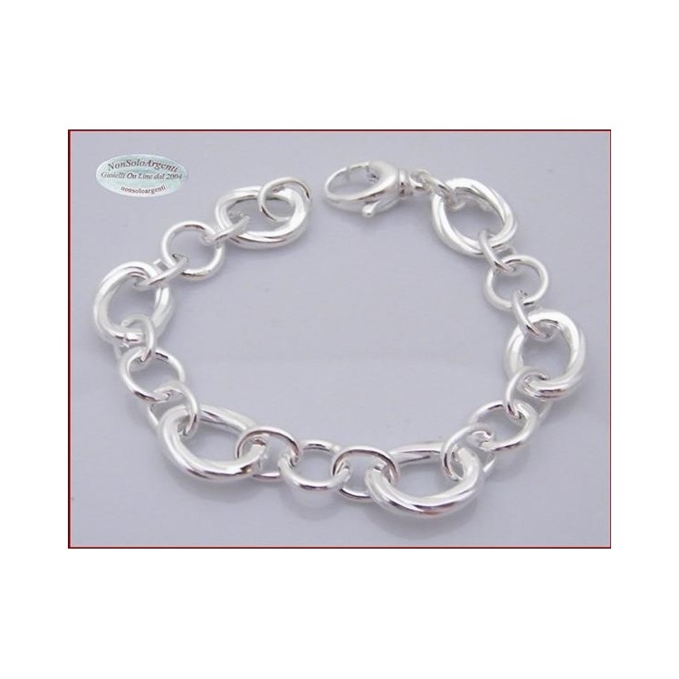 NSA|Argento 925 : Bracciale maglia tonda e grandi ovali diamatati 17