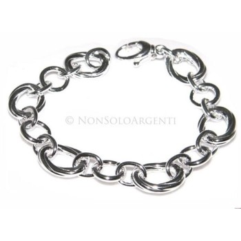 NSA|Argento 925 : Bracciale maglia tonda e grandi ovali diamatati 17