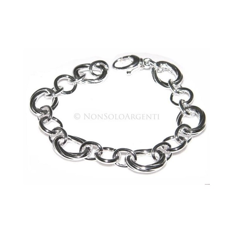 NSA|Argento 925 : Bracciale maglia tonda e grandi ovali diamatati 17