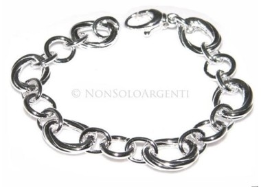 NSA|Argento 925 : Bracciale maglia tonda e grandi ovali diamatati 17