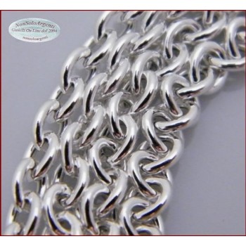 NSA|Argento 925 : Bracciale da donna con 4 catene rolo' e gancio a T 17 cm