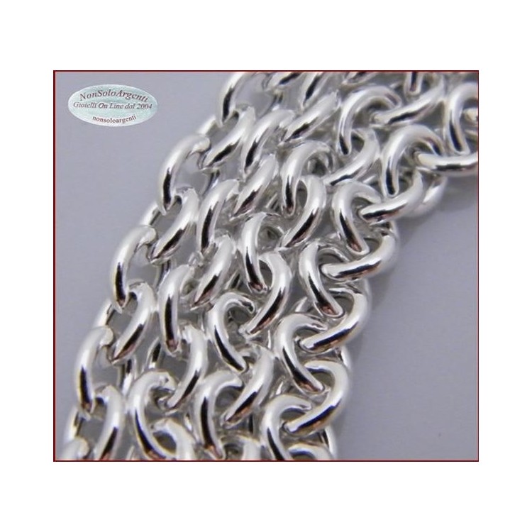 NSA|Argento 925 : Bracciale da donna con 4 catene rolo' e gancio a T 17 cm