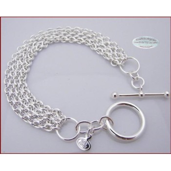 NSA|Argento 925 : Bracciale da donna con 4 catene rolo' e gancio a T 17 cm