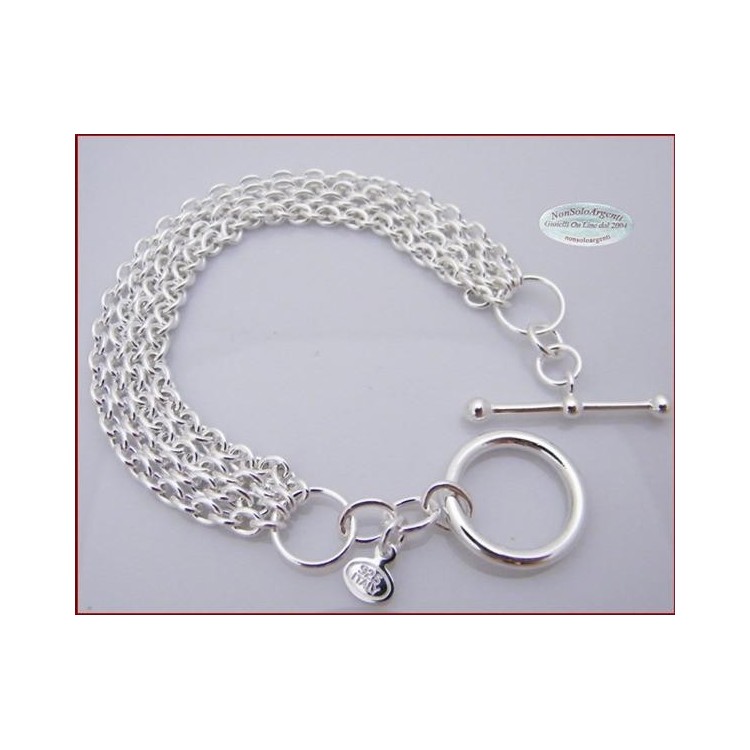 NSA|Argento 925 : Bracciale da donna con 4 catene rolo' e gancio a T 17 cm