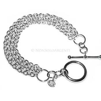 NSA|Argento 925 : Bracciale da donna con 4 catene rolo' e gancio a T 17 cm