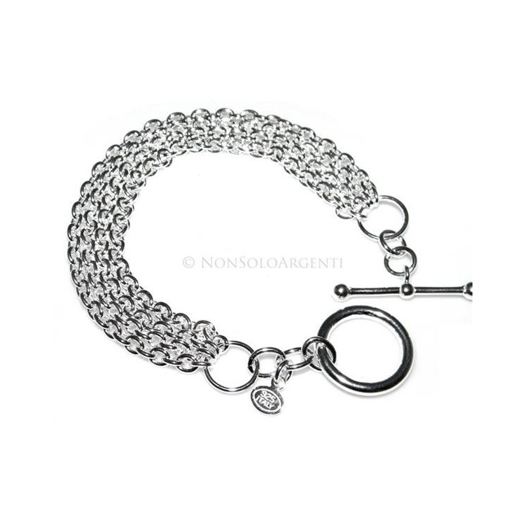 NSA|Argento 925 : Bracciale da donna con 4 catene rolo' e gancio a T 17 cm
