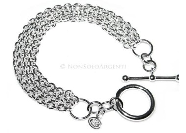 NSA|Argento 925 : Bracciale da donna con 4 catene rolo' e gancio a T 17 cm
