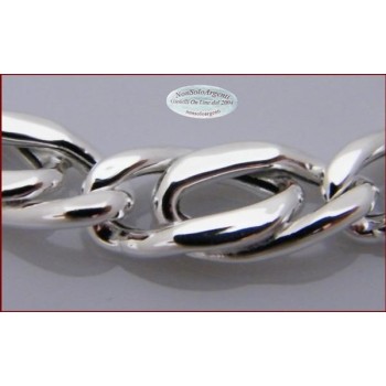 NSA|Argento 925 : Bracciale Grumetta Allungata doppia Diamantata Unisex Uomo o Donna Particolare 18