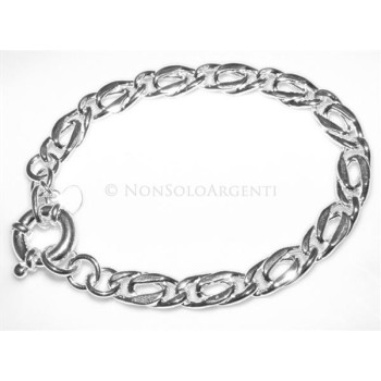 NSA|Argento 925 : Bracciale Grumetta Allungata doppia Diamantata Unisex Uomo o Donna Particolare 18