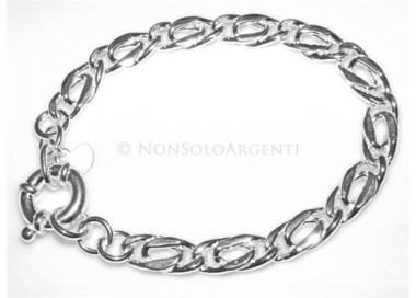 NSA|Argento 925 : Bracciale Grumetta Allungata doppia Diamantata Unisex Uomo o Donna Particolare 18