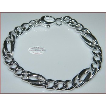 NSA|Argento 925 : Bracciale FIGARO DOPPIO Diamantata   Uomo o Unisex Donna Particolare 19