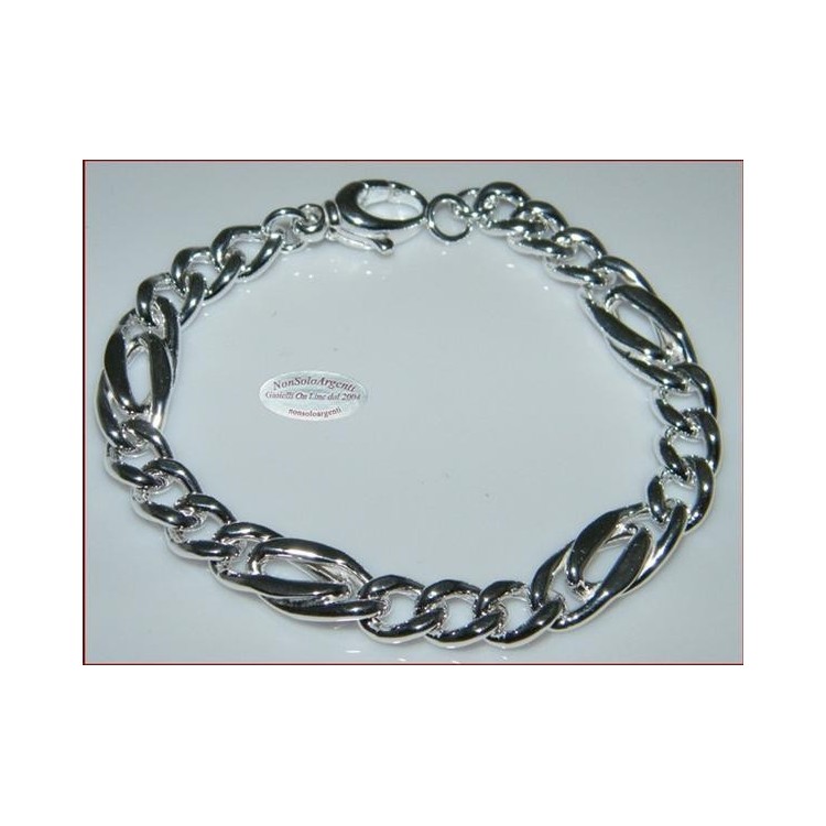 NSA|Argento 925 : Bracciale FIGARO DOPPIO Diamantata   Uomo o Unisex Donna Particolare 19