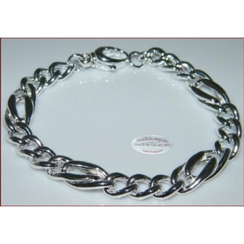 NSA|Argento 925 : Bracciale FIGARO DOPPIO Diamantata   Uomo o Unisex Donna Particolare 19