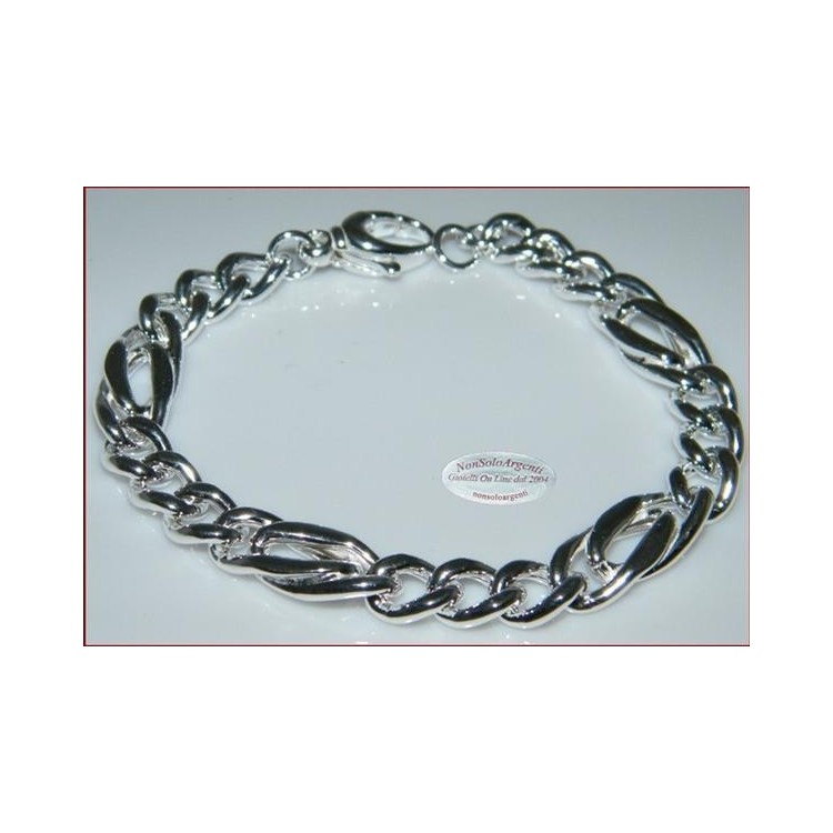 NSA|Argento 925 : Bracciale FIGARO DOPPIO Diamantata   Uomo o Unisex Donna Particolare 19