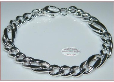 NSA|Argento 925 : Bracciale FIGARO DOPPIO Diamantata   Uomo o Unisex Donna Particolare 19
