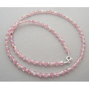 NSA|Collana girocollo Argento 925 Con Swarovski Bicono Rosa