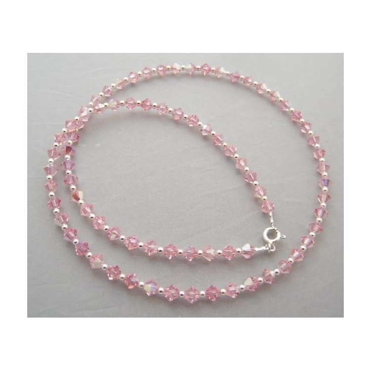 NSA|Collana girocollo Argento 925 Con Swarovski Bicono Rosa