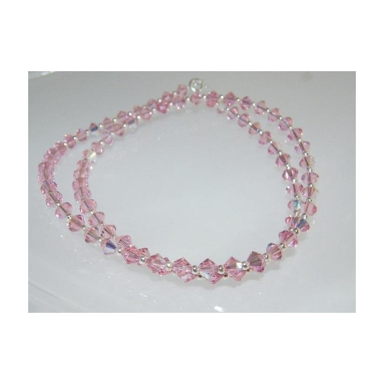 NSA|Collana girocollo Argento 925 Con Swarovski Bicono Rosa