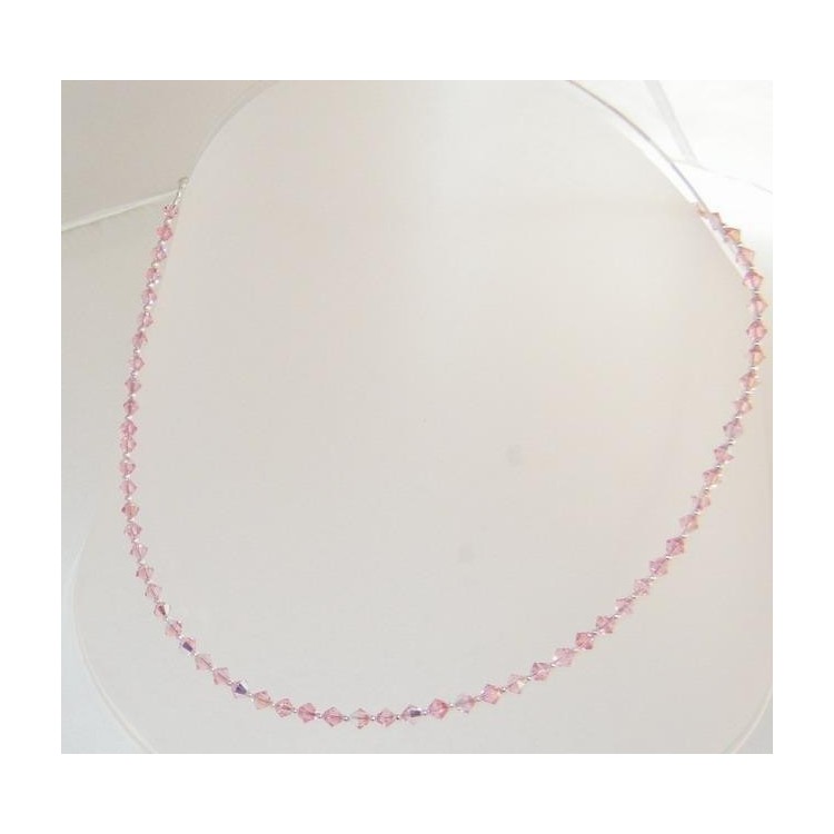 NSA|Collana girocollo Argento 925 Con Swarovski Bicono Rosa