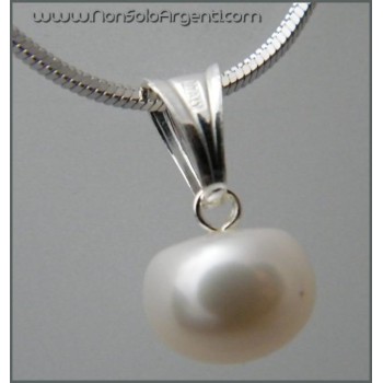 NSA|ARGENTO 925: Girocollo Snake Diamantato Rodiato con ciondolo perla