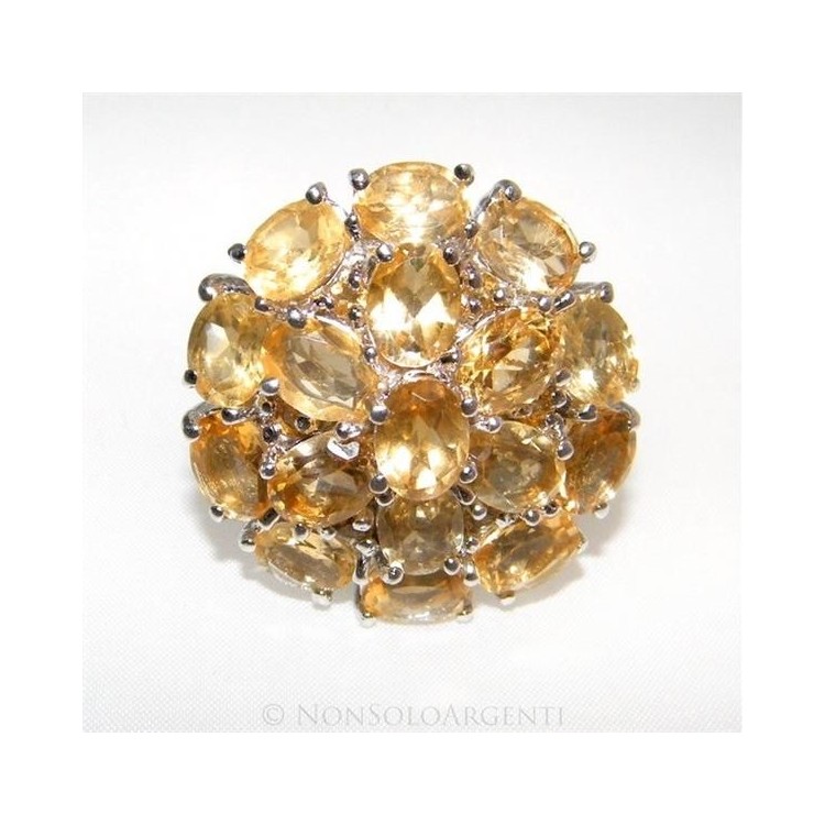 NSA|Argento 925 : Anello a toppa in argento 925 con Quarzo Citrino 20